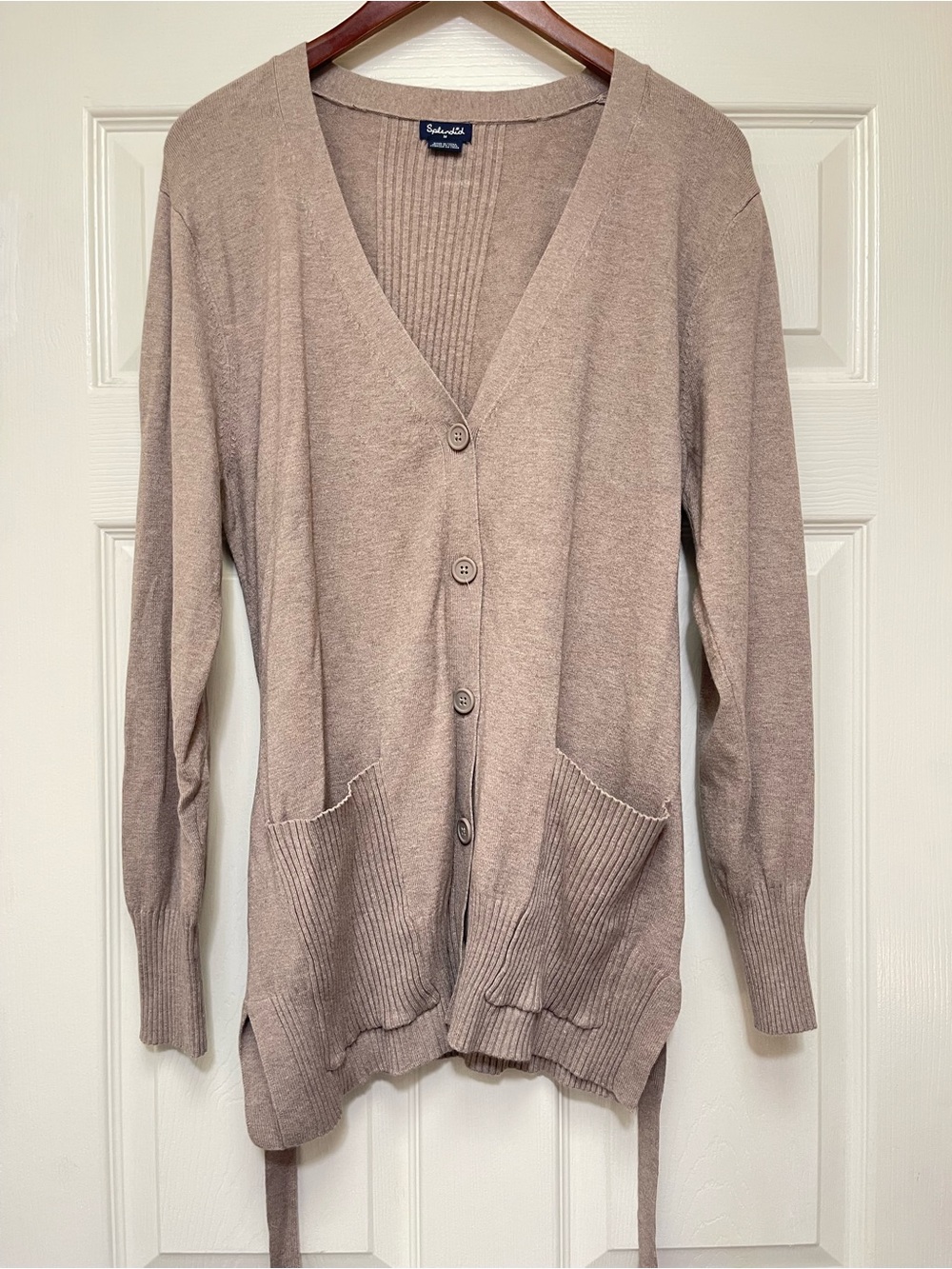 Light Brown V-Neck Button Cardigan Sweater - splendid